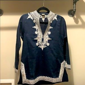 J crew navy linen tunic
